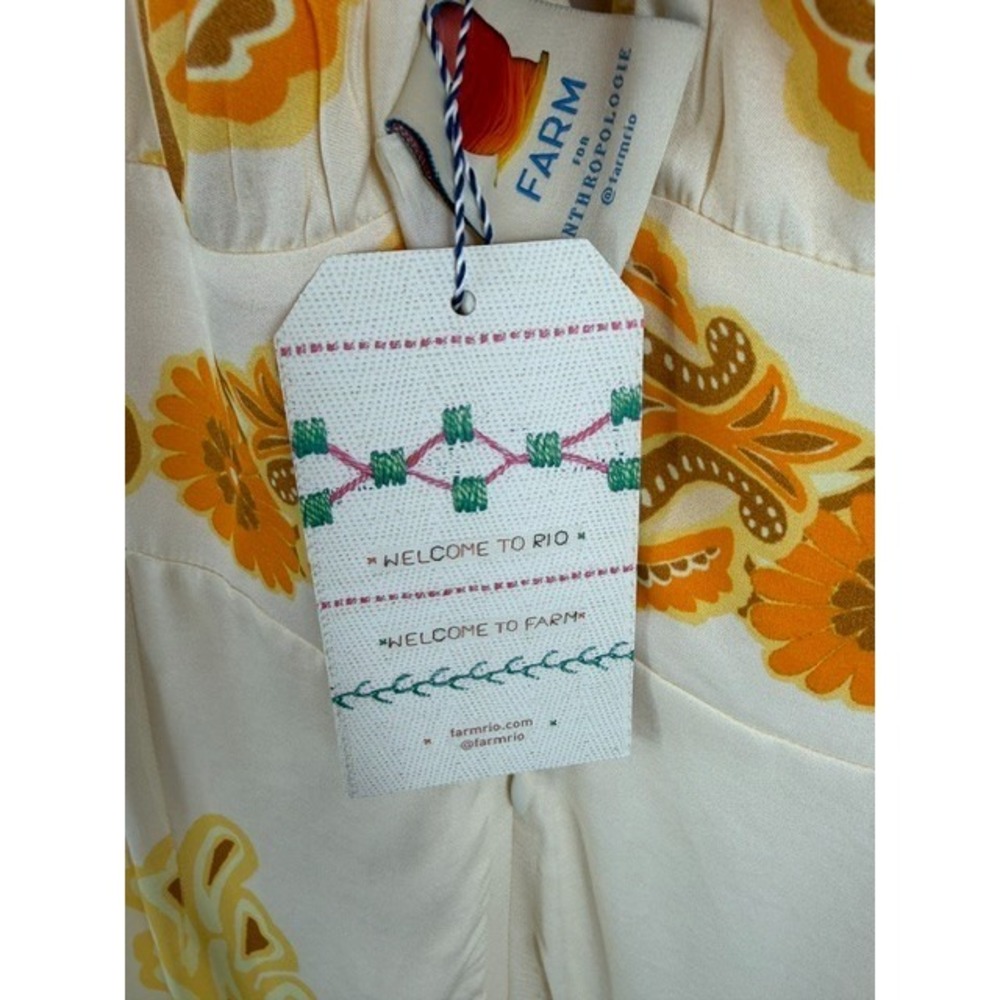 Farm Rio Anthropologie Maxi Dress XL Yellow Floral Retro Boho Tropical Chic - Picture 13 of 16